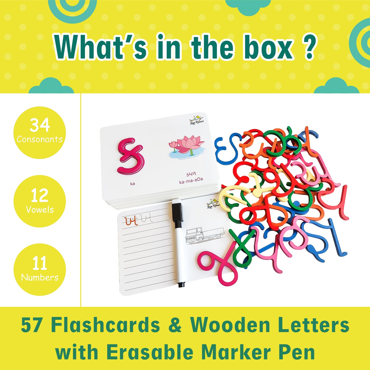 Gujarati Alphabet and Number Wooden Letter Puzzle